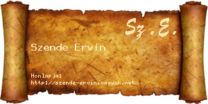 Szende Ervin névjegykártya
